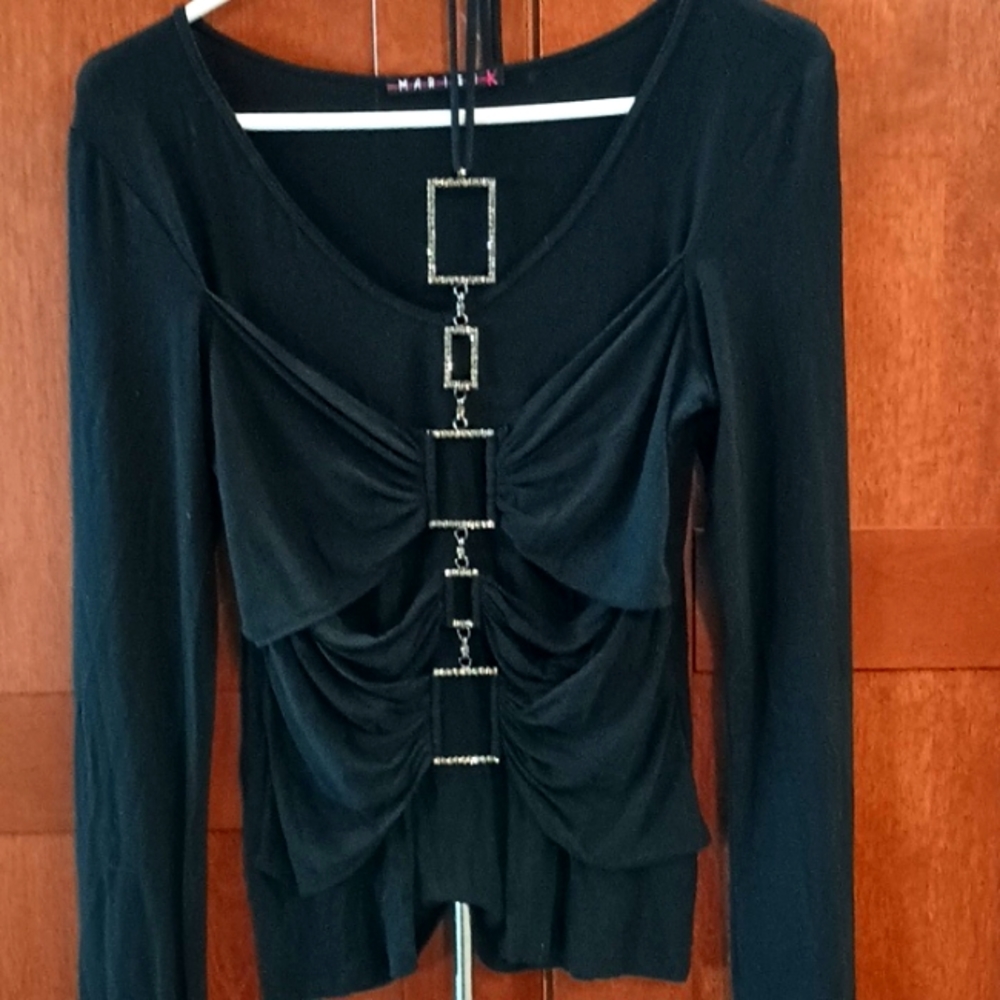 Bling gathered around neck top